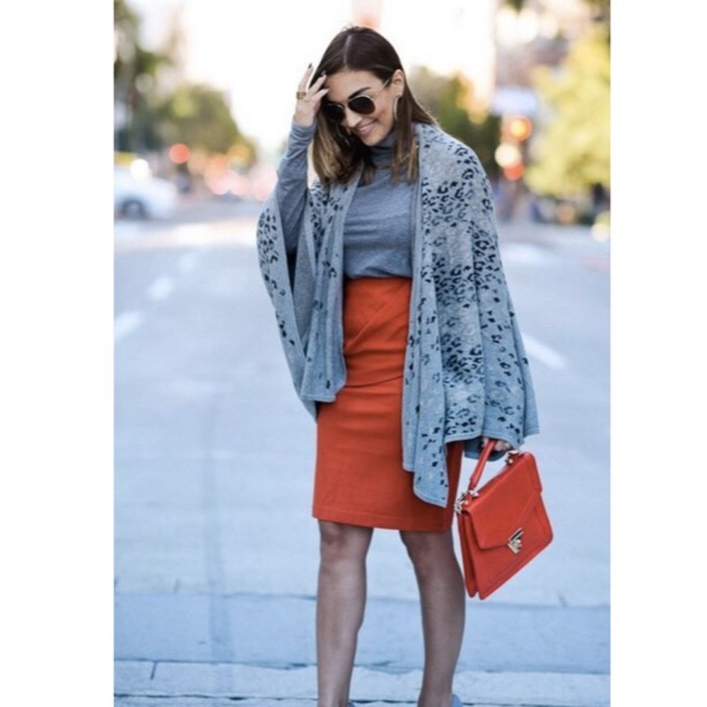 CAbi overlay pencil skirt in turmeric